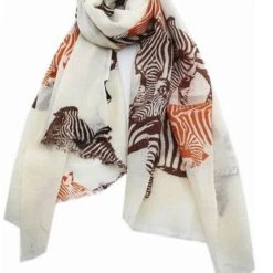 Zura Sheer Wool Zebra Scarf 100% Wool