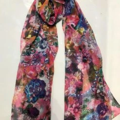 Zura Vintage Rose Floral Print Scarf Silk VIN64